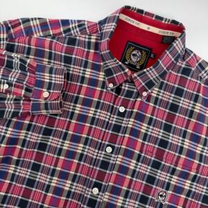Cinch Up Mens Plaid Button Up Shirt Long Sleeve XL Red Blue Black Cotton Western